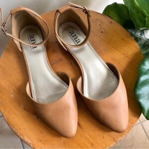 a.n.a Women's Tan Ankle Strap Flats